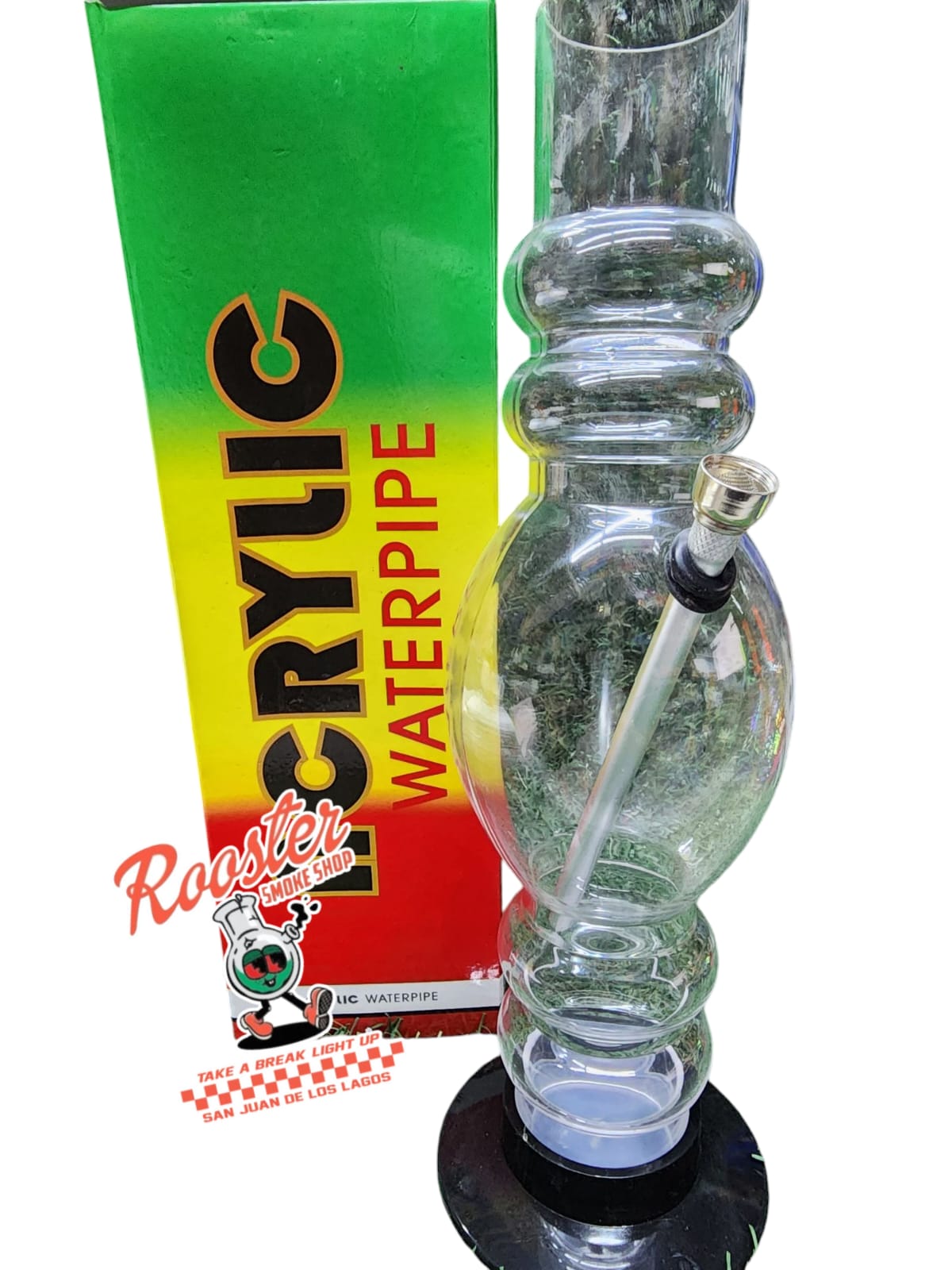 PIPA DE AGUA BONG ACRILICO 30 CM CON BASE OVALO