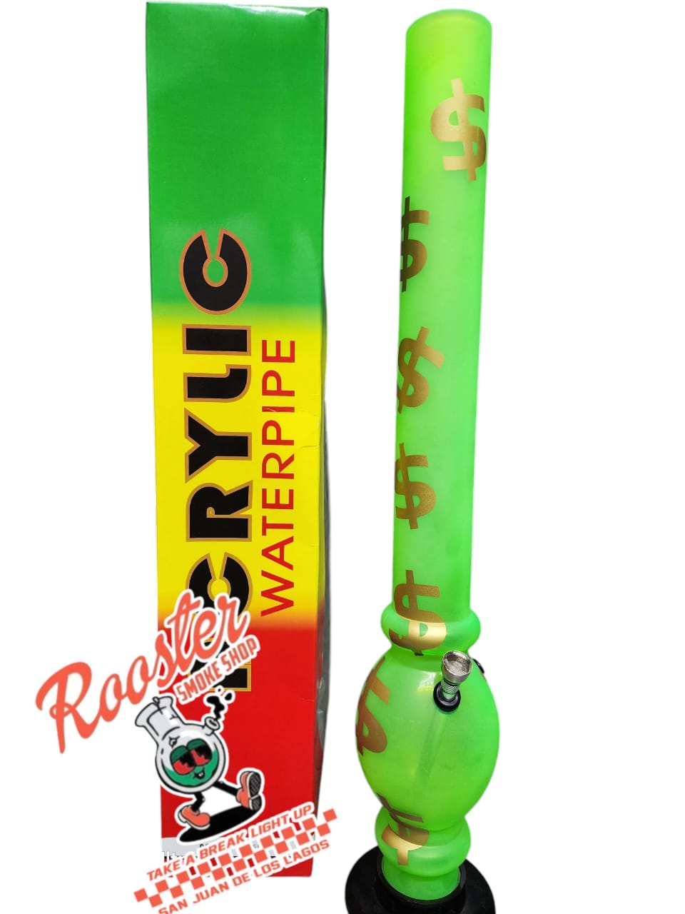 PIPA DE AGUA BONG ACRILICO 40 CM CON BASE OVALO Y DIFERENTES DISEÑOS