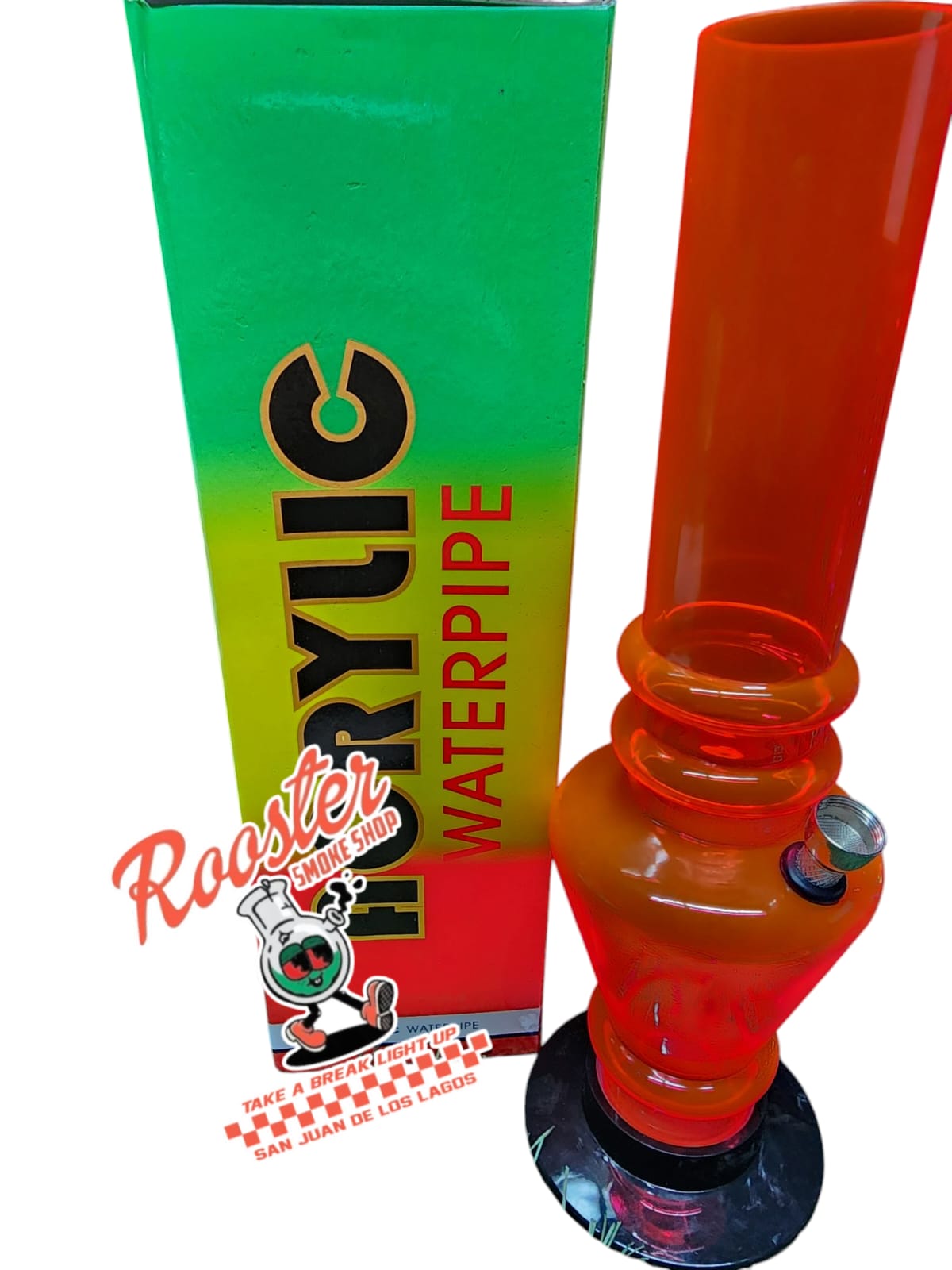 PIPA DE AGUA BONG ACRILICO 30 CM CON BASE OVALO