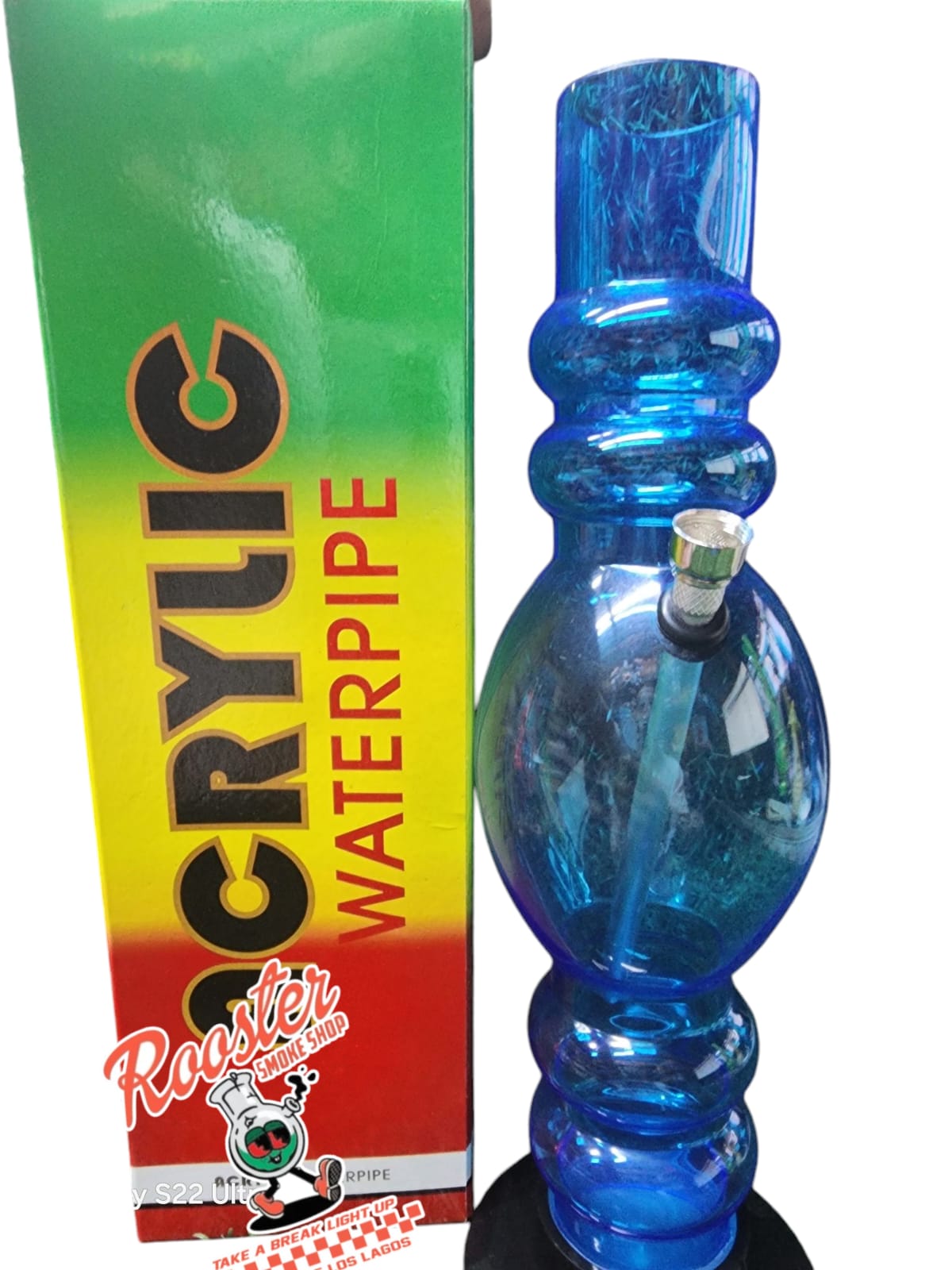 PIPA DE AGUA BONG ACRILICO 30 CM CON BASE OVALO