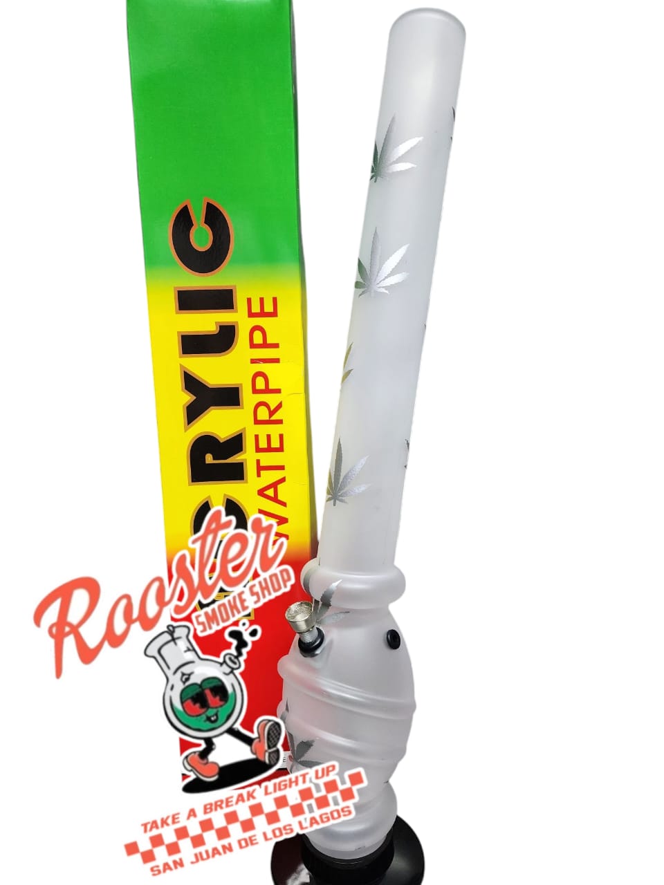 PIPA DE AGUA BONG ACRILICO 40 CM CON BASE OVALO Y DIFERENTES DISEÑOS